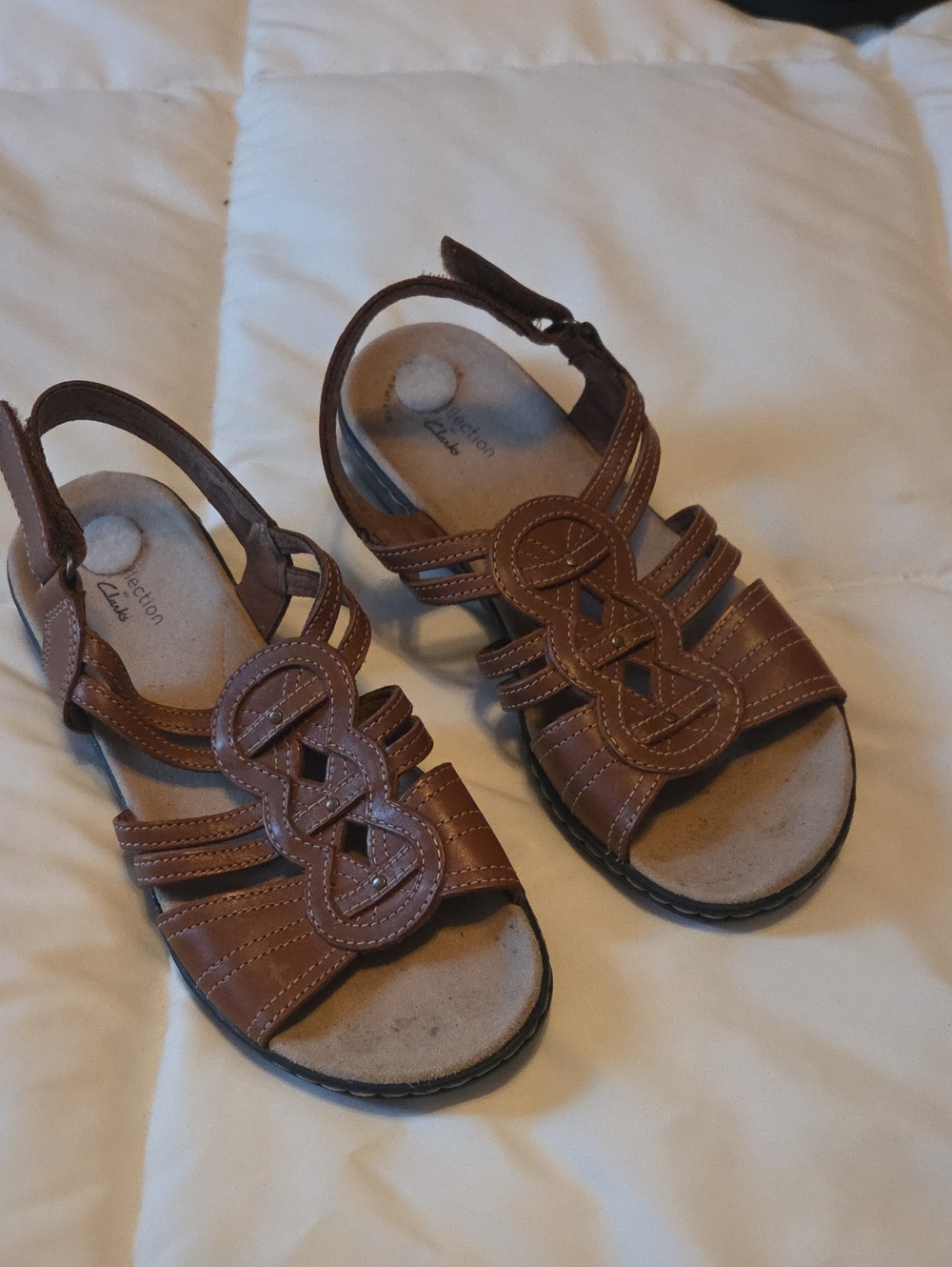 Clarks Brown Leather Strappy Sandals
